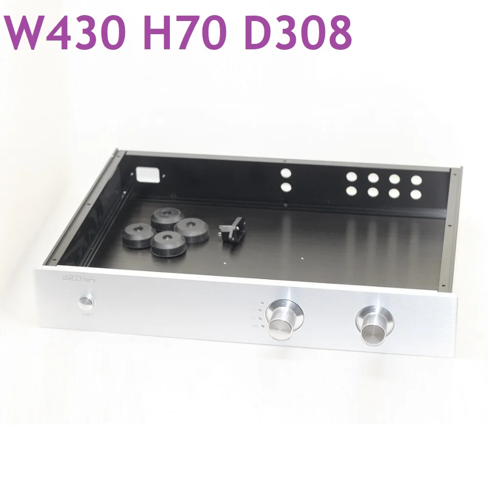 

W430 H70 D308 Combined Knob Preamp Amplifier Case DIY Power Supply Brushed Aluminum Chassis AMP DAC Headphone PSU Housing Hi End