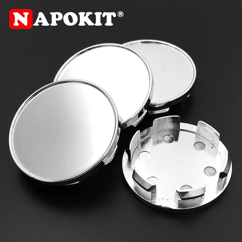 

4PCS Modified 53MM Fit 50mm Flat Logo Car Wheel Center Cap Rim Hub Dustproof Cover Silver Black ABS Plastic