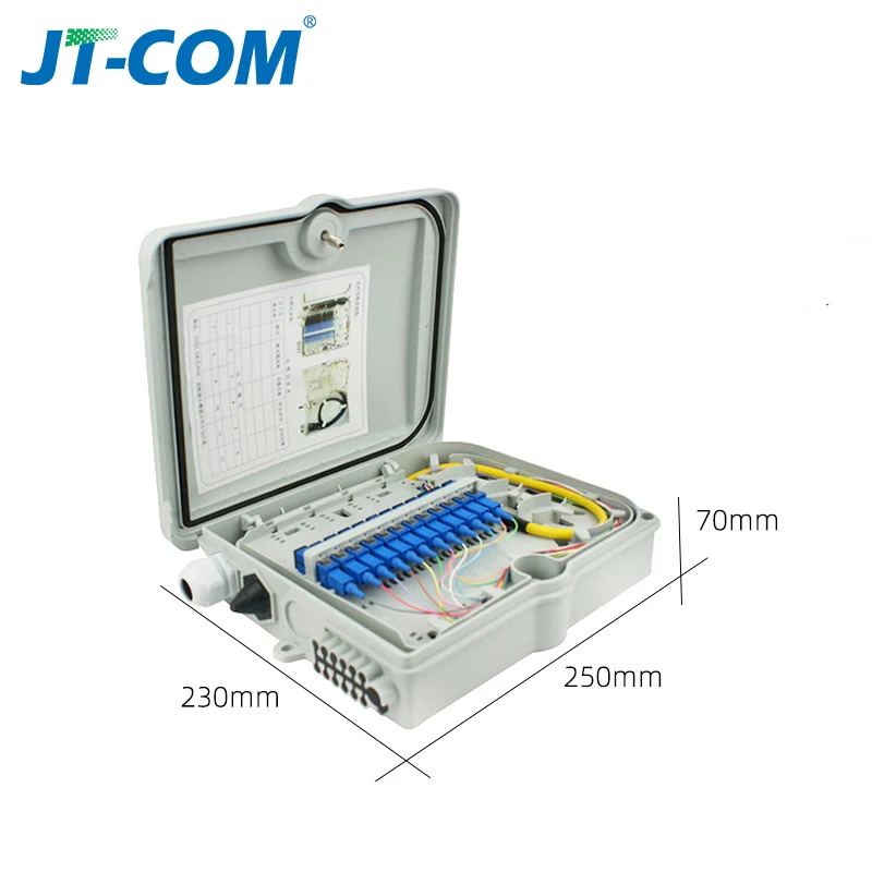 24 Core Fiber Terminal Box FTTH SC UPC 12 Core Fiber Optic Distribution Box full with single mode SC Fiber Optic Connector