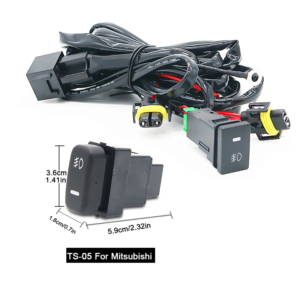 Universal H11 Car LED Switch Wiring Relay Fog Light On/Off Switch Wiring Harness Fuse Relay Kit for Toyota Mitsubishi Suzuki