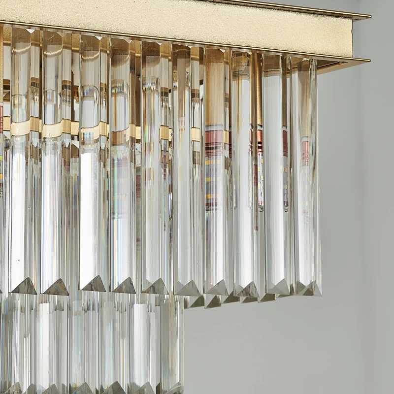 Biewalk Modern Golden Crystal Chandelier Rectangular Lighting Living Room Dining Room LED Interior Lighting Fixtures