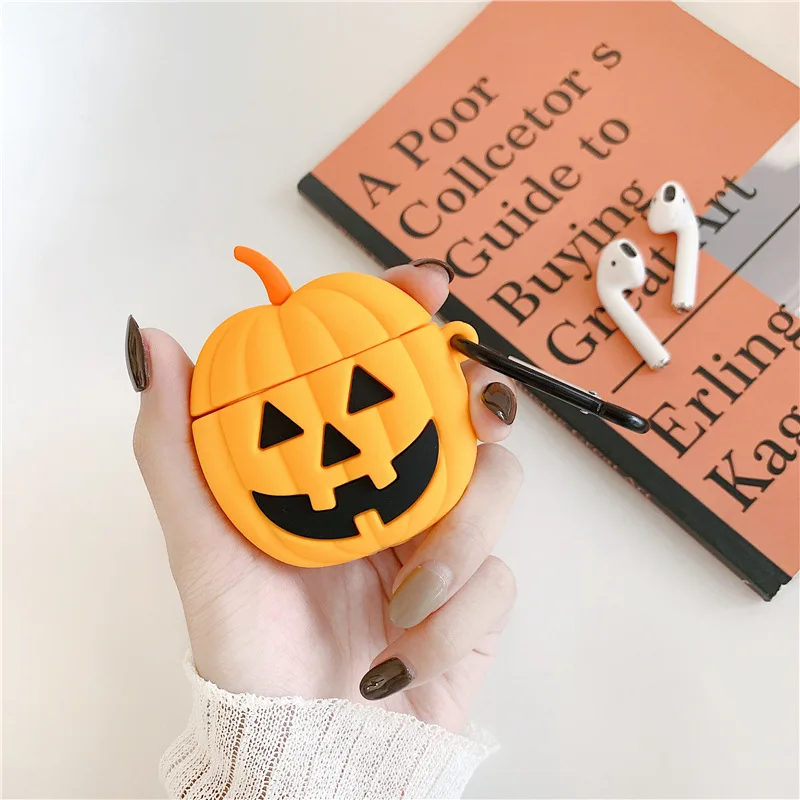 Cute Pumpkin All Saints' Day Gift for AirPods Case Silicone Earphone Protective Cover Box for Airpods 1 2 pro Children Halloween