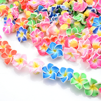 20pcs/lot 15mm Small Polymer Clay Plumeria Frangipani Flower Beads Multicolor Mixed Diy Bracelet Hawaii Jewelry Craft Making