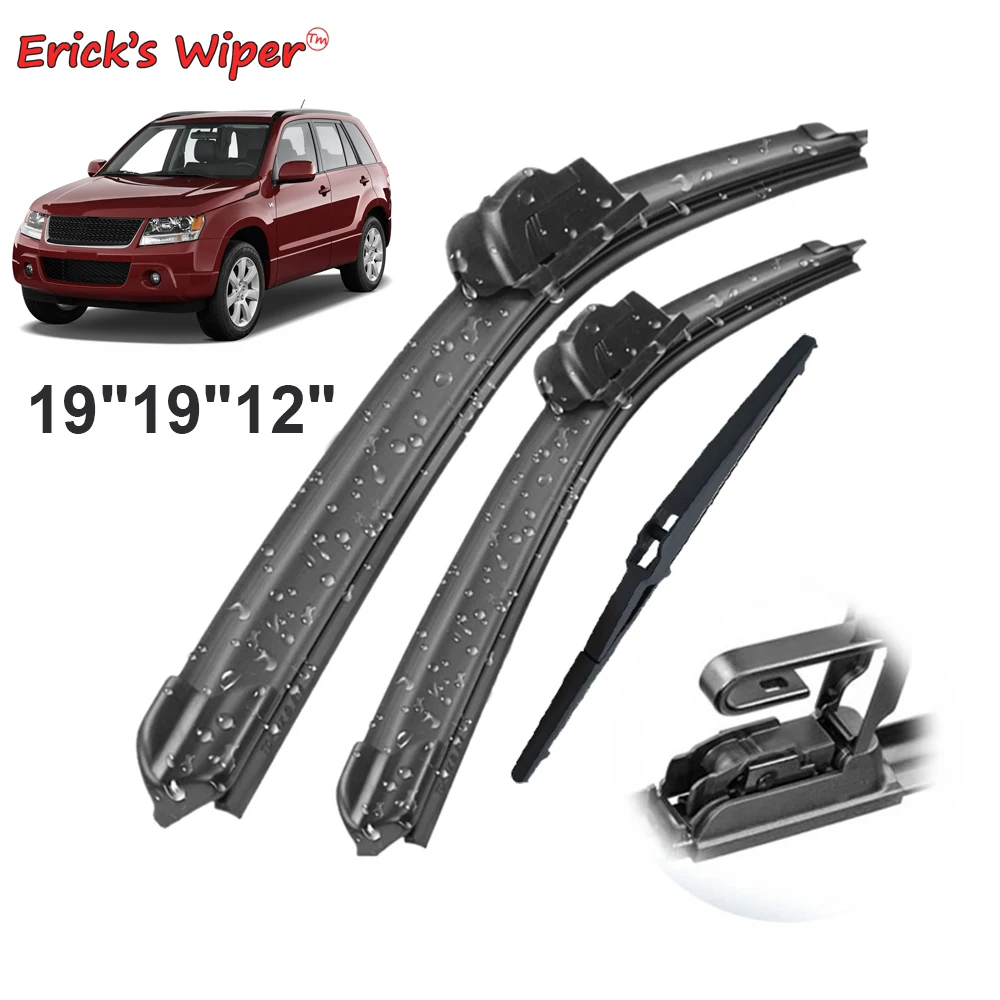 Erick's Wiper Front & Rear Wiper Blades Set Kit For Suzuki Grand Vitara 2005 - 2015 Windshield Windscreen Rain Brushes 19