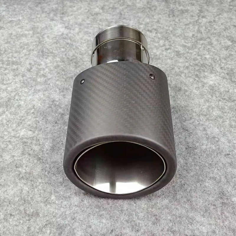 1 Pc Matte Black Exhaust Pipe Muffler Tip Tails Throat Nozzles Oval Shape Carbon Fiber Stainless Steel Car Accessories Tailpipe