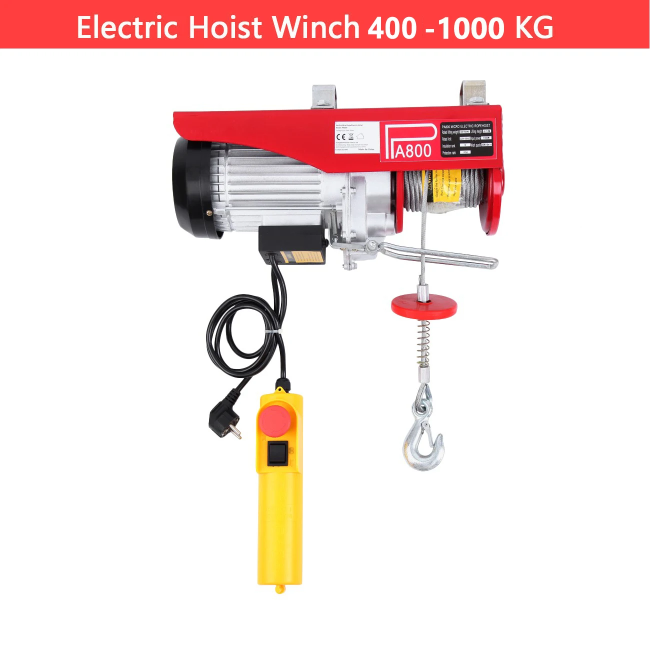 Samger 600/1000KG Electric Hoist Cable Winch Scaffold Electric Workshop Garage Power  Remote Control Cable Winch Lifting Tools