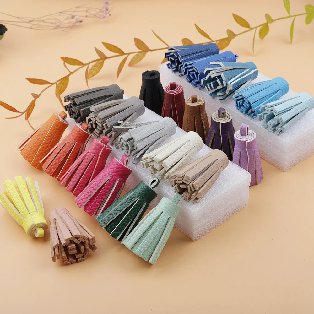 5pcs/lot Leather Tassle Chunky Pendant For Earring Necklace Jewelry Making HandBag Bag Pendant Charm 23 Colors