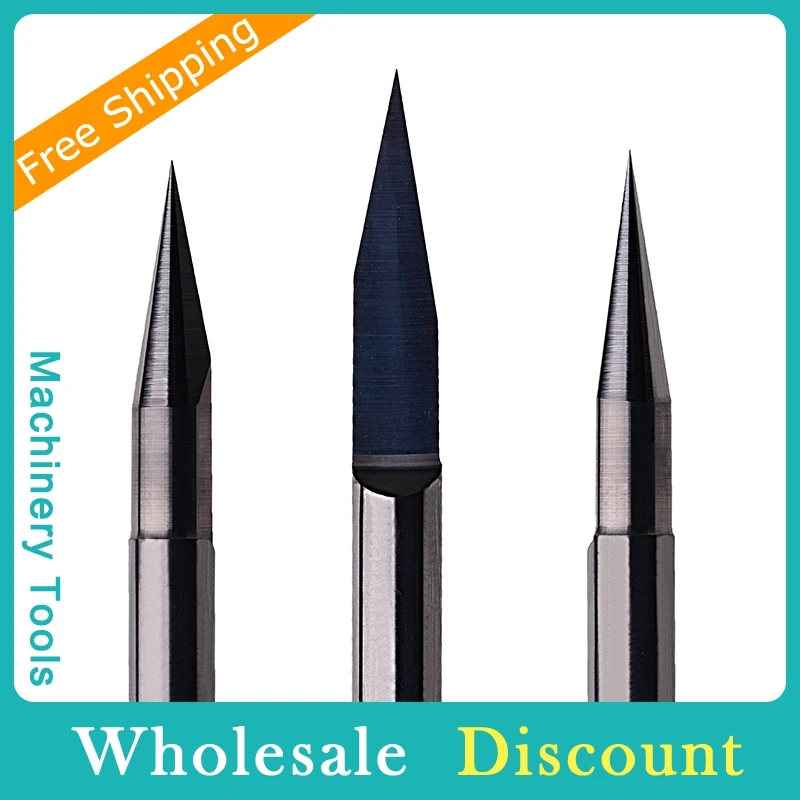 1pc 4mm 6mm Shank PCB Engraving Bit V Shape Tip End Mill CNC Router Bits Tungsten Carbide PCB 3D Milling Cutter