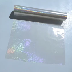 Lámina holográfica transparente de estampado en caliente, círculo grande en papel o plástico, 21cm X 120m por lote, caja de embalaje DIY, fabricación de tarjetas hermosas