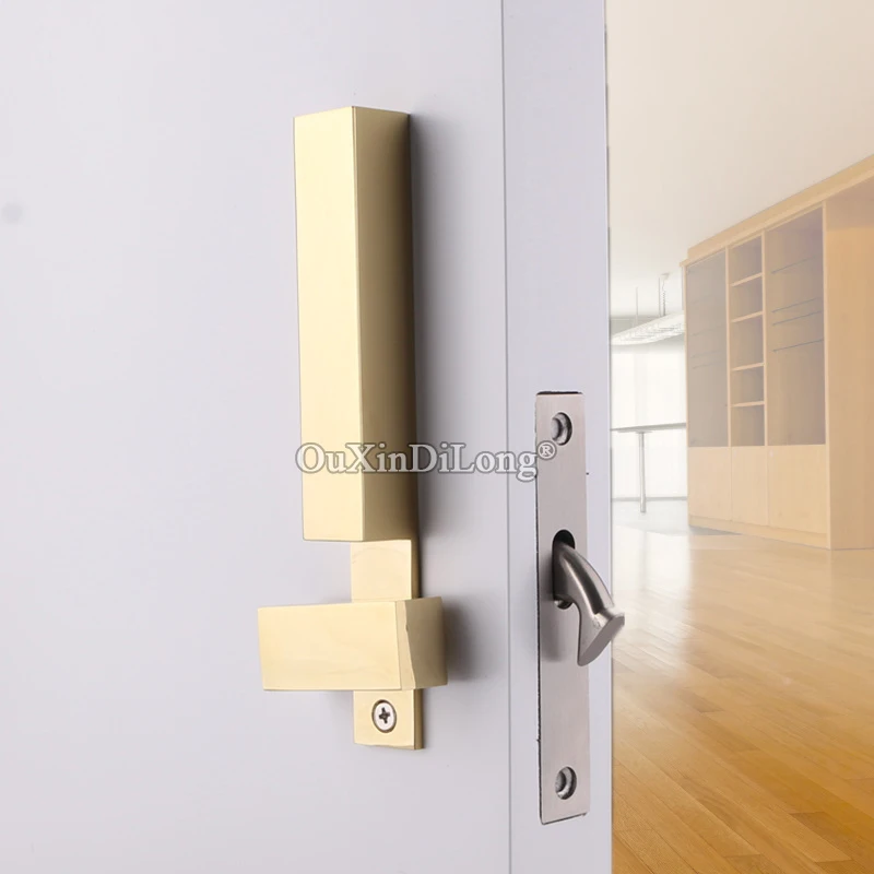 Imagem -02 - Fechadura da Porta Deslizante Interior com Punhos Europeu e Moderno Banheiro Cozinha Balcão Quadrado Luxo