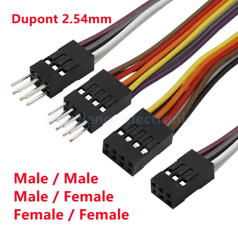 5PCS Double Row Dupont Line Male Female 2x2/3/4/5/6/7/8/9/10 Pin 2.54MM Dupont Jumper Cable Wire For PCB