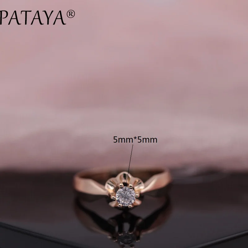 11.11 PATAYA New Special Price Women Daily Rings 585 Rose Gold Color Natural Zircon Wedding Fashion Jewelry White Pearls Rings