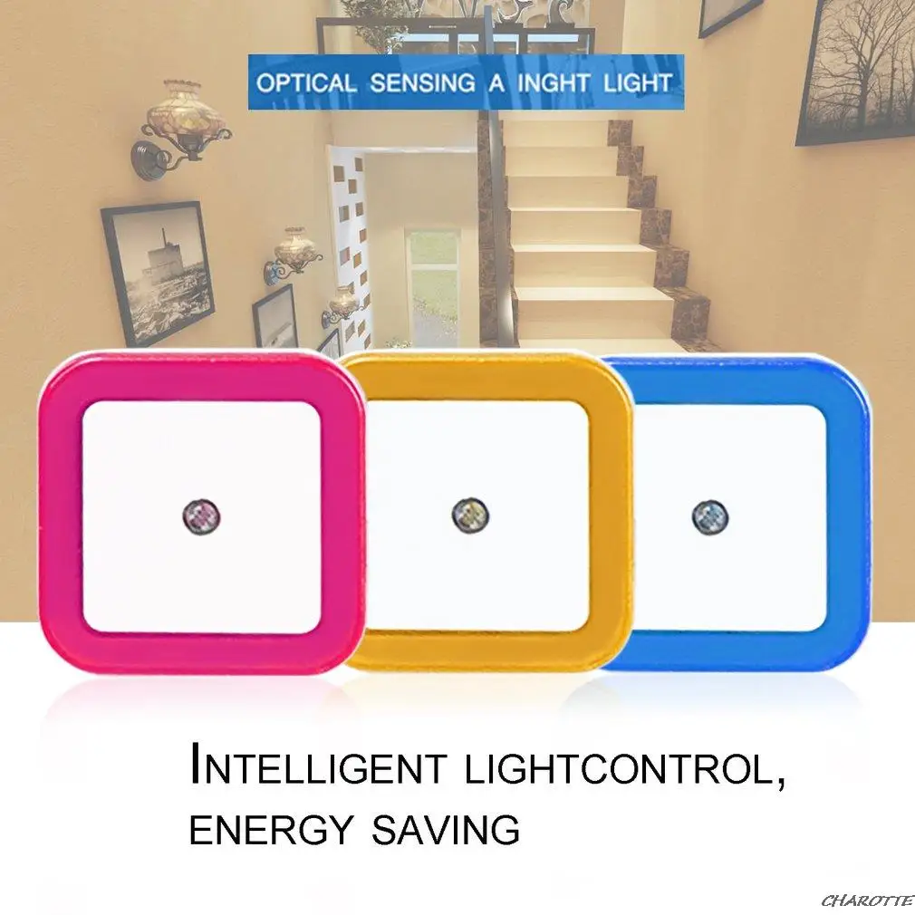 อัจฉริยะ LED เหนี่ยวนำโคมไฟสแควร์ Wall Light Night Light สวิทช์อัตโนมัติ Light Sensor ห้องนอนเครื่องใช้ในครัวเรือน