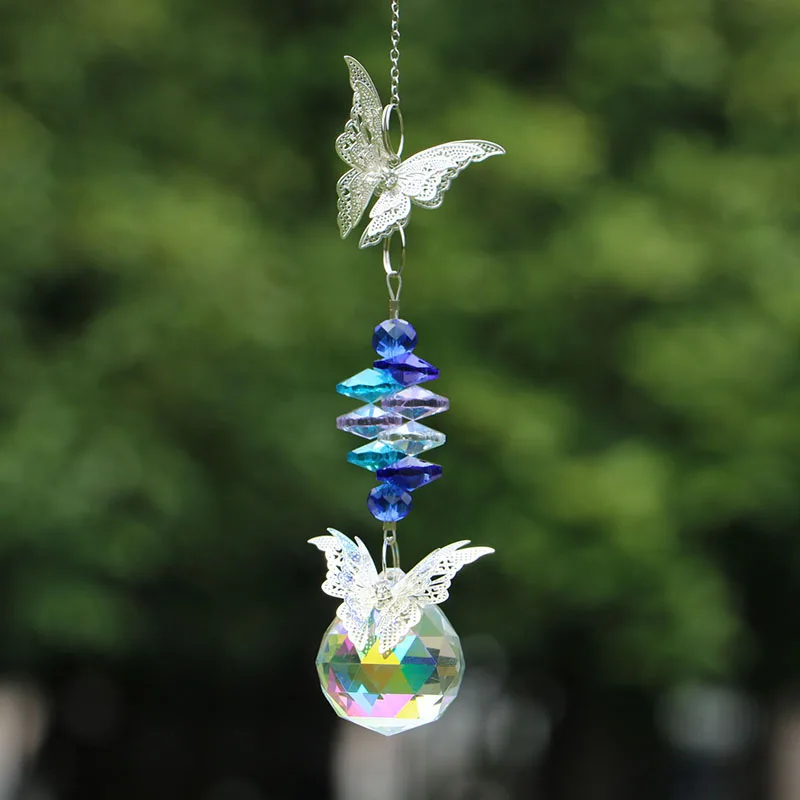 

Crystals Ball Prisms Suncatcher Rainbow Maker Butterfly Hanging Ornament for Home Window Office Garden Decoration Car Charms