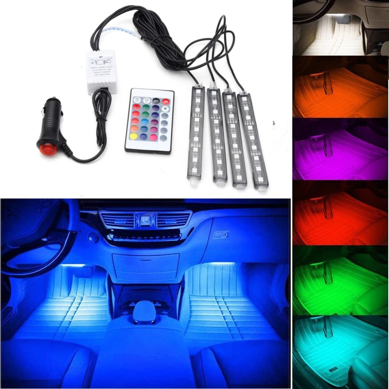 1 세트 10W 5050 자동 LED RGB 인테리어 층 장식 DC 12V 9 SMD 분위기 스트립 통로 데코 플로어 라이트 원격 제어