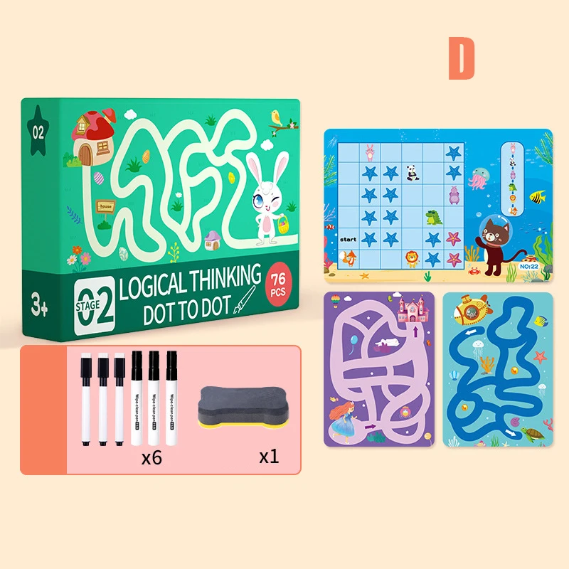 Magical Tracing Workbook เด็กก่อนวัยเรียนของเล่นเพื่อการศึกษา Erasable Reusable เด็ก Logical Thinking การฝึกอบรม DQ