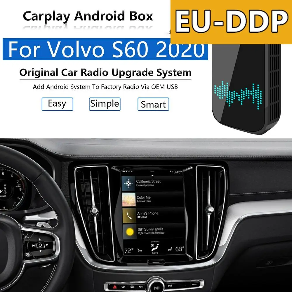 Android AI Box Carplay upgrade For For Volvo S60 2020 Radio Apple Autoradio Car Multimedia Player Wifi Mirror Link Auto Audio