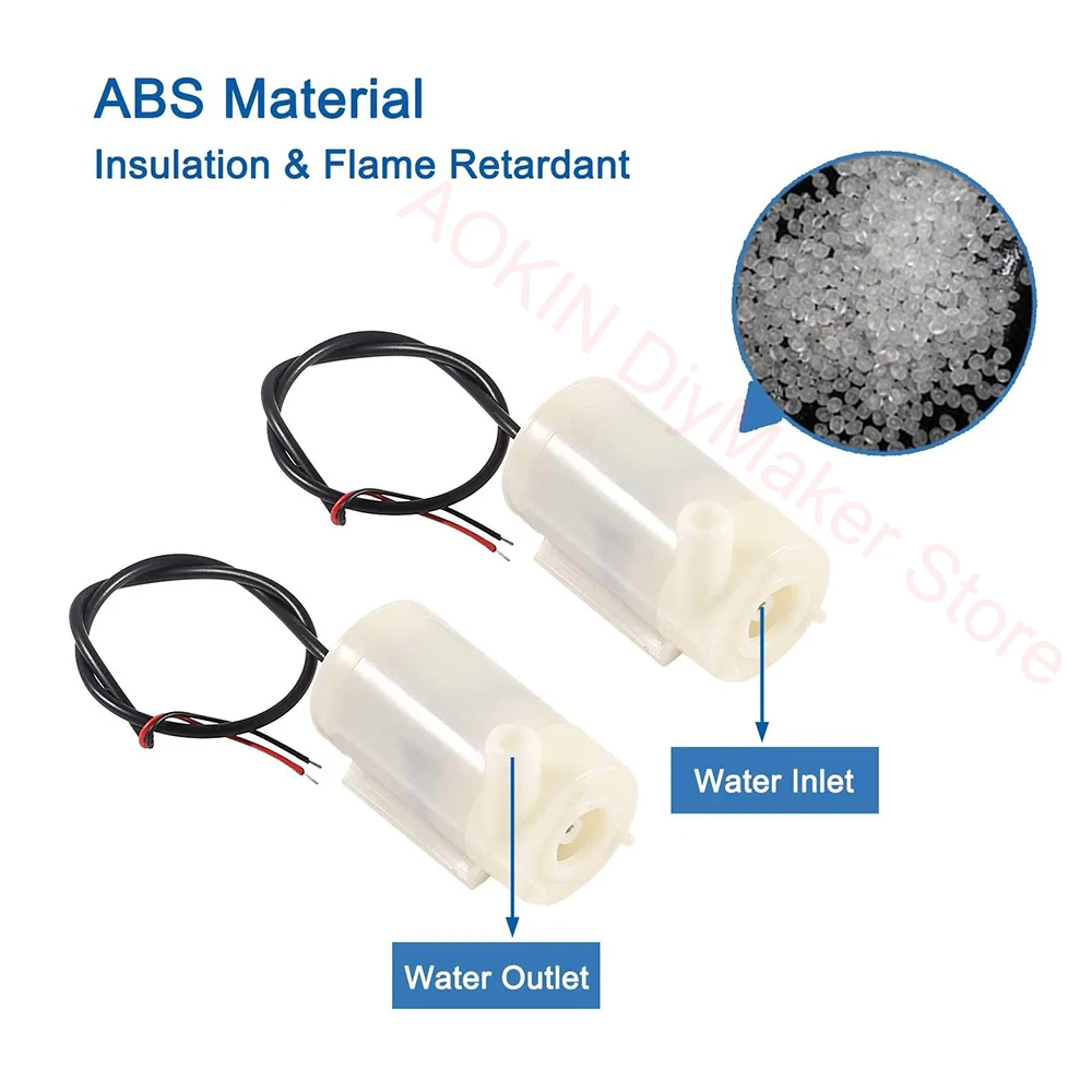 3 pcs Mini Water Pump DC 3V 5V Micro Submersible Motor Pump + Clear Tubing Flexible PVC Tubing for Fish Tank Fountain Aquarium