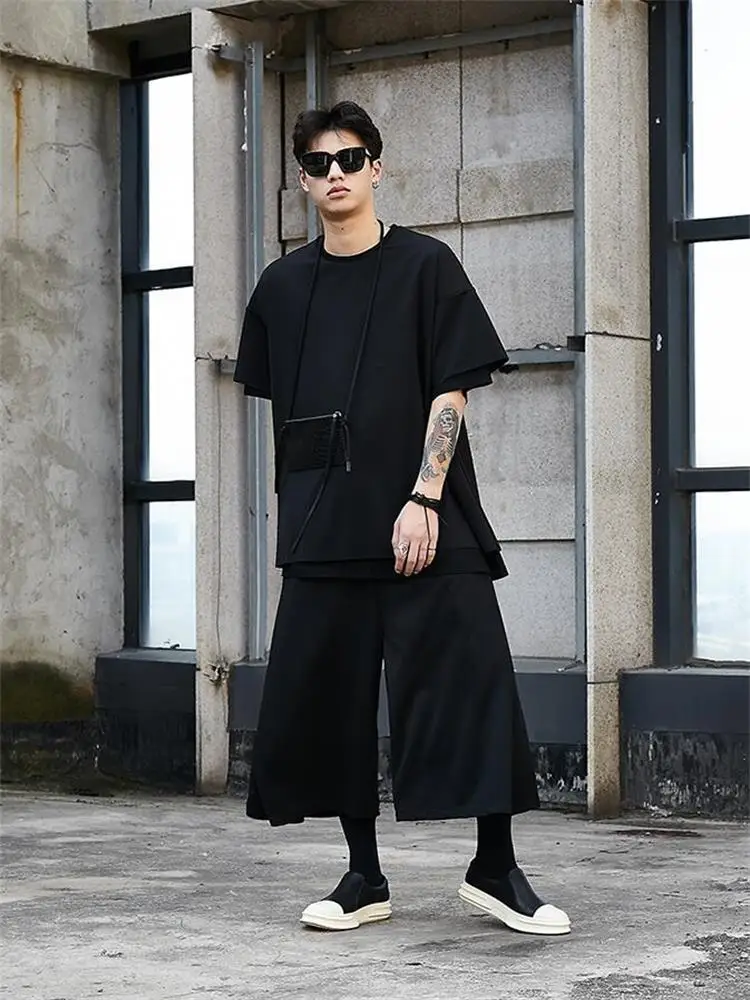 

Men's Wide Leg Pants New Classic Dark Couples With The Same Summer Yamamoto Style Flared Pant Skirt Nine Casual Pants