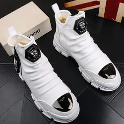 New men's shoes autumn and winter high top snow boots youth casual ankle boots warm leather boots b5