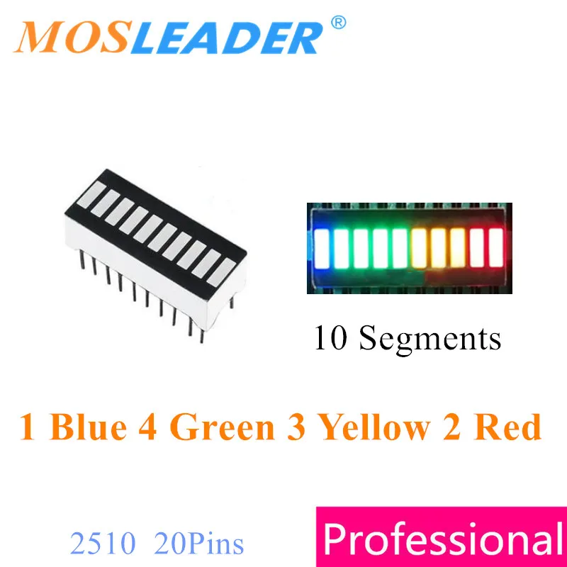 

Mosleader 100pcs 2510 10 Segments Display 1 Blue 4 Green 3 Yellow 2 Red Multi-color DIP20 Bargraph LED Bar graph light display