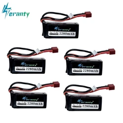 Batteria 5Pcs 7.4 V 2280mAh 30c per A949 A969-B A979-B K929-B telecomando auto 2s 7.4 v batteria LiPo per giocattoli auto Wltoys