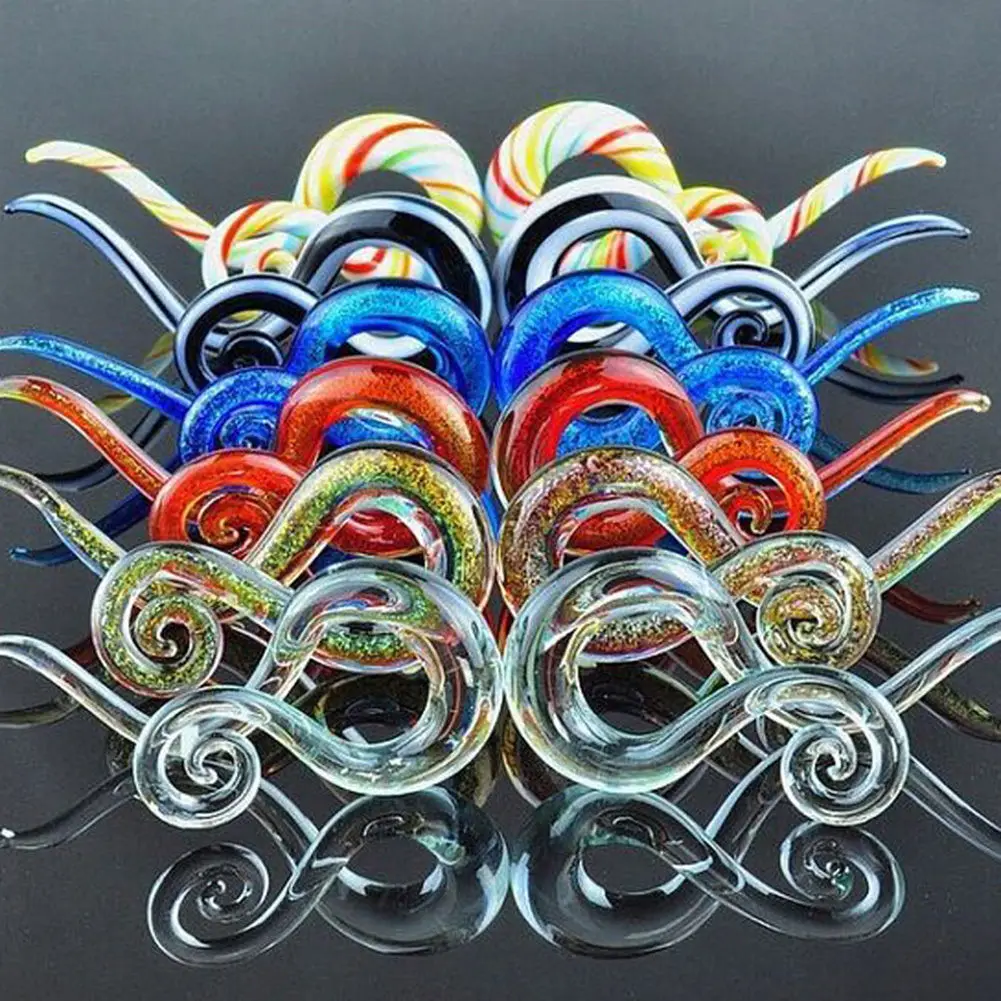 1 para tuneli do uszu ze szkła Pyrex Ręcznie wykonane spiralne zatyczki do uszu Prawe i lewe wskaźniki Expander Tragus Plugs Tunnel Piercing Biżuteria do ciała