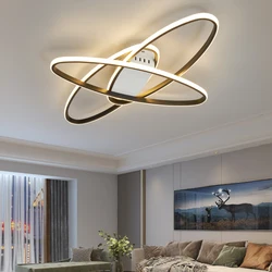 Novo lustre moderno de led para sala de estar, luzes de quarto, 110-220v, luminária de suspensão, preto/dourado, luminárias de lustre