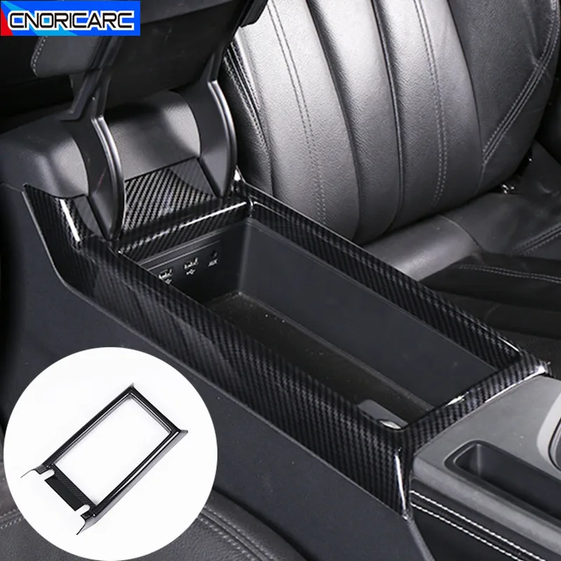 Carbon Fiber Color Center Console Storage Box Frame Decorative Cover Trim For Audi A4 B9 A5 2017-21 Car Interior Molding Sticker