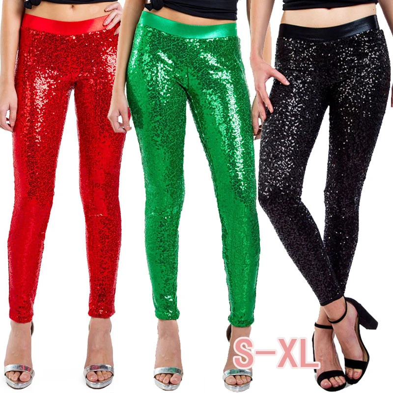 

Sexy black sequins sequins slim-fit hip-lifting trousers high waist party club Christmas pants suit street pants trousers