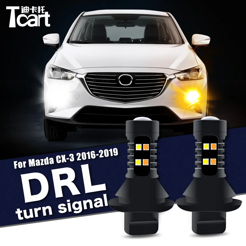 

For Mazda CX3 CX-3 (DK) 2015 2016 2017 2018 2019 2020 Car accessories 2pcs Led Daytime Running Light turn drl 2in1