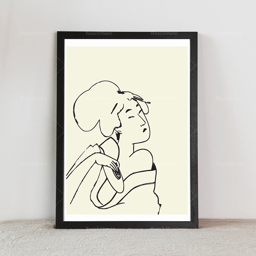 Japanese woman gallery wall print, portrait art, woman, printable wall art, modern art poster