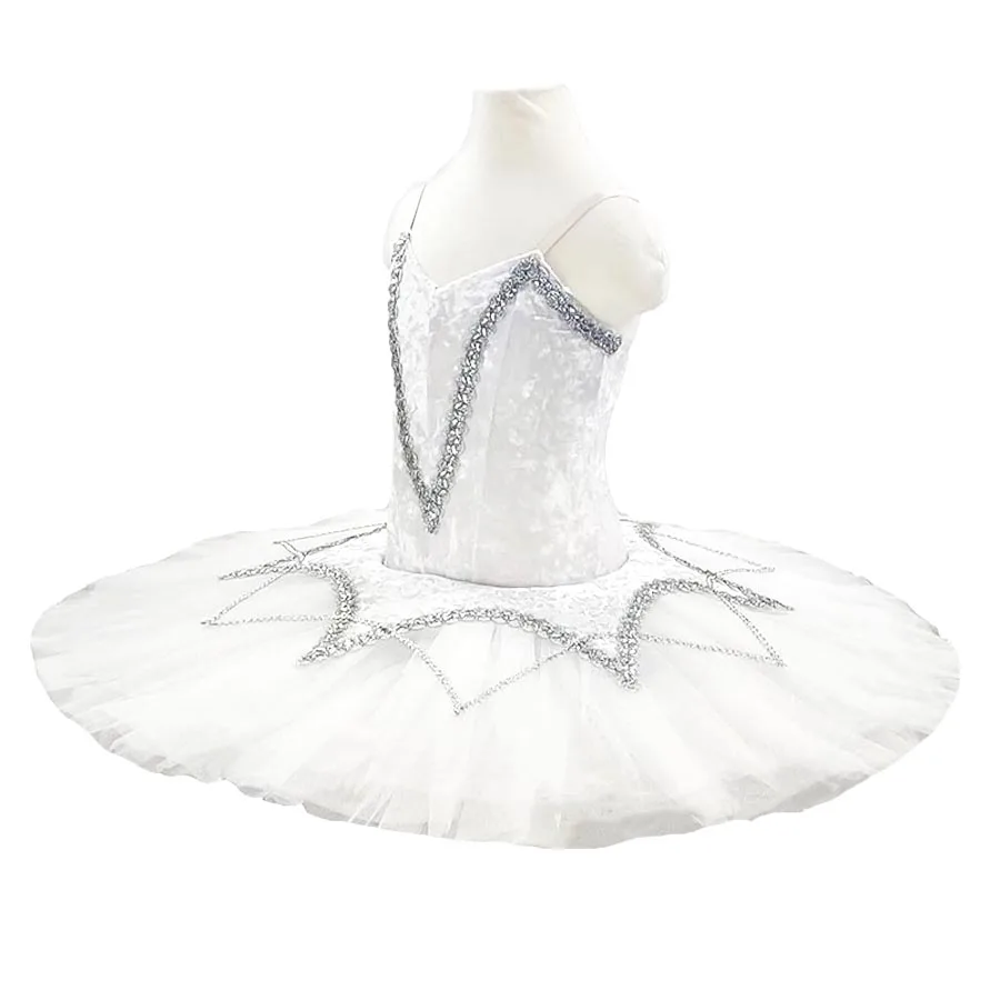 Professional Tutu White Pancake with Silver trims Ballet Tutus Performance Ballet white professional ballet tutu for children