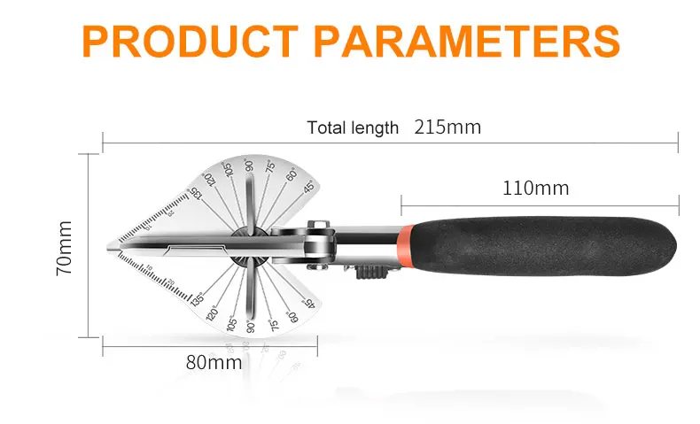 Angle Shear 45 Degree To 135 Degree Miter Cutter Hand Shear Multifunctional PVC PE Plastic Pipe Scissors with replace blades