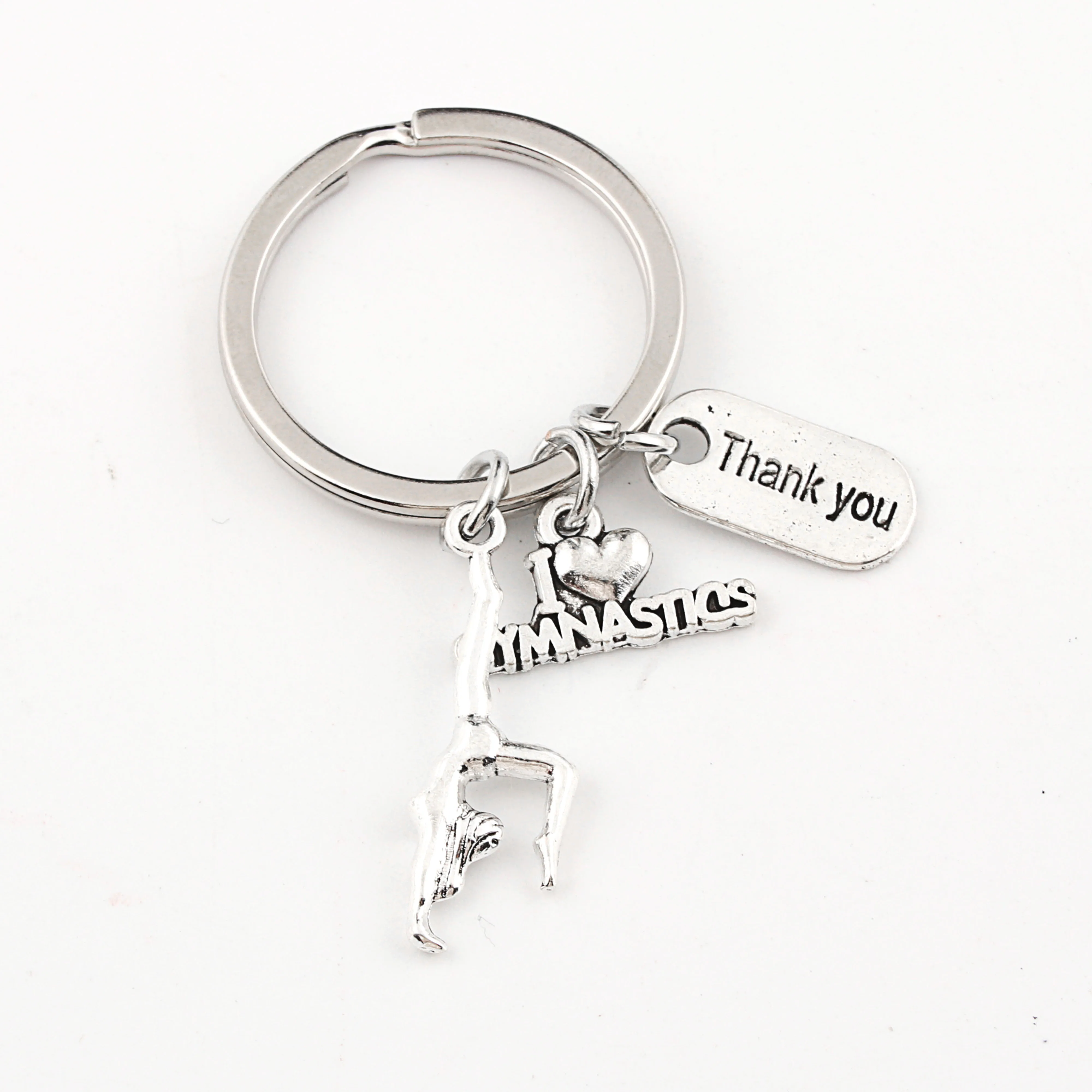 1Pc I Love Gymnastics Charms Keychain Gymnast Girl Sporter Keyring For Women Thanksgiving Day Gift Accessories Jewelry E2402