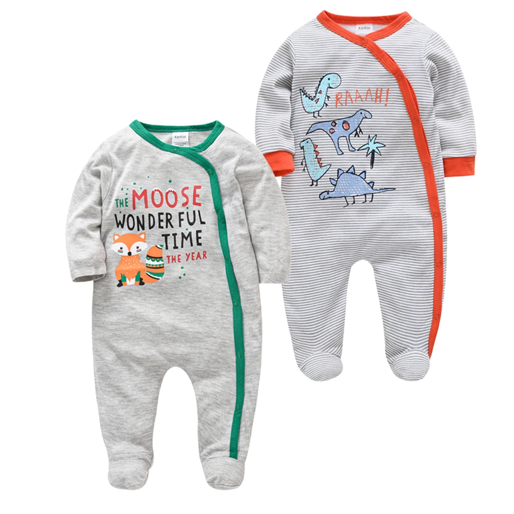 

2021 2 Pcs/lot Baby Boy Rompers Long Sleeve Cotton bebe Clothes Summer Newborn Jumpsuit 0-12 months Toddlers Clothing