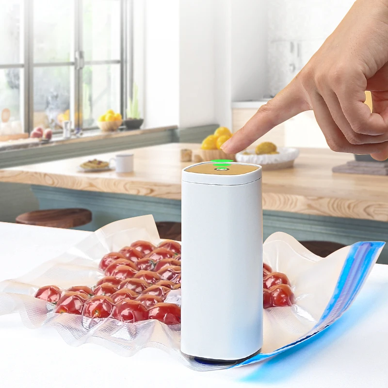 Handheld Food Vacuum Sealer Packaging Machine USB Rechargeable Sealer Vacuum Packer With 10pcs Reusable Vacuum Zipper Bags