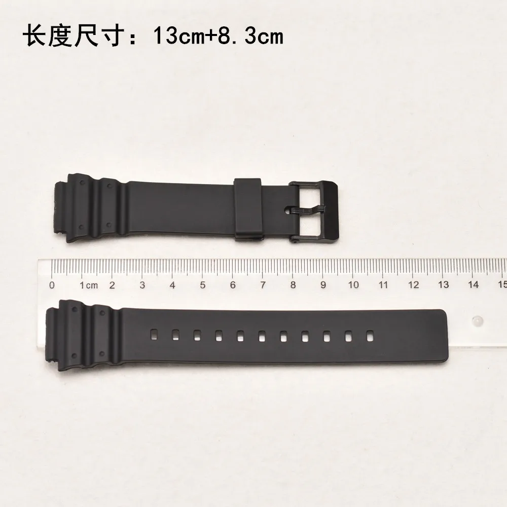 Watch Band for Adapted To Casio MRW-200H Resin Strap Men\'s Gloss Black White Watch Accessories Convex 18mm Watch Strap