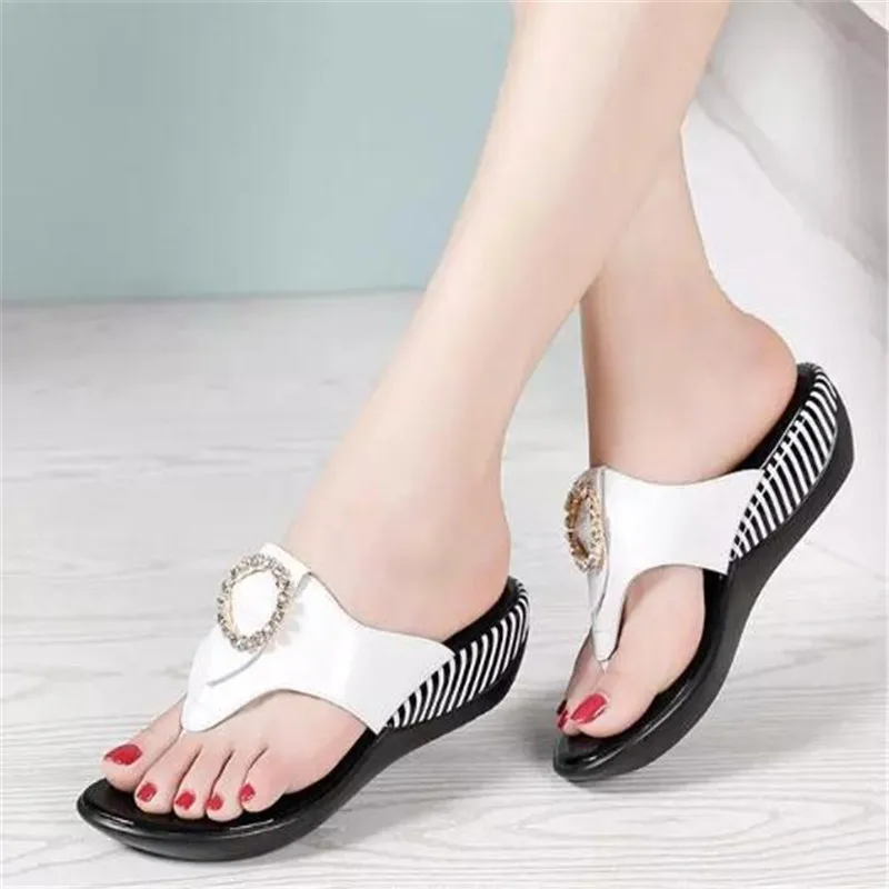 Summer Platform Flip Flops Fashion Beach Shoes Woman Anti-slip Genuine Leather Sandals Women Slippers Shoe