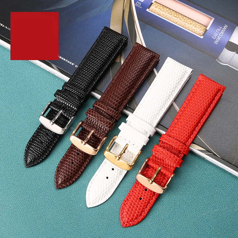 16mm 18mm 20mm 22mm Black Brown Red Top Grade Lizard pattern Men and women Genuine Leather Watch BAND Strap Free Delivery