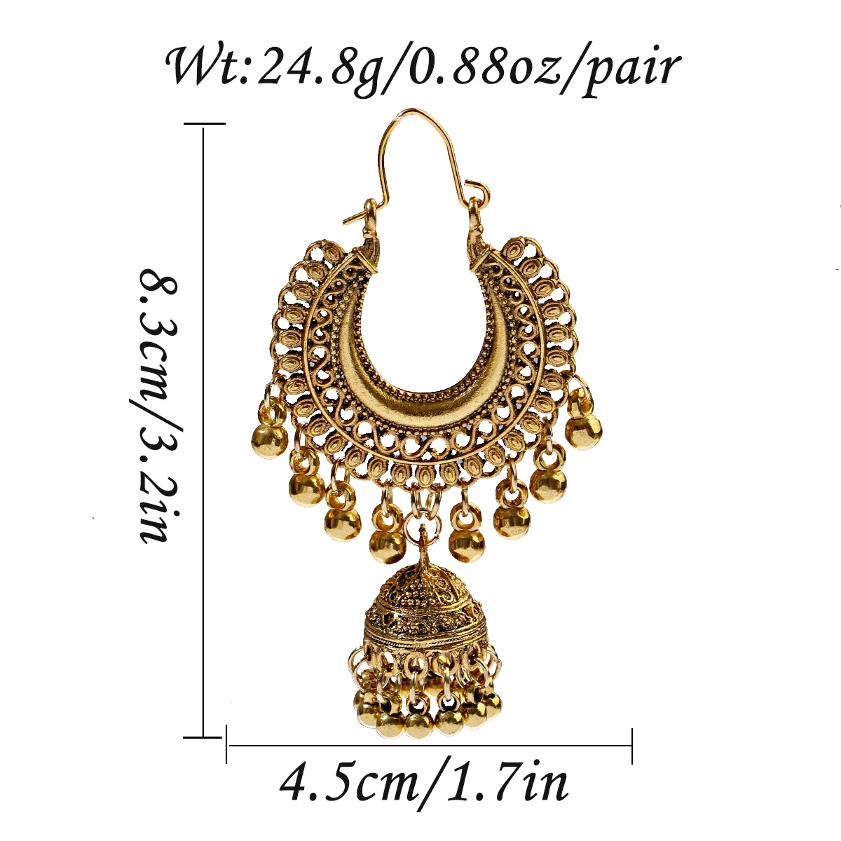 Indian Earrings Afghan Ethnic Drop Earrings For Women Pendient Gold Gyspy Silver Color Bell Ladies Indian Earring Jewelry Gift