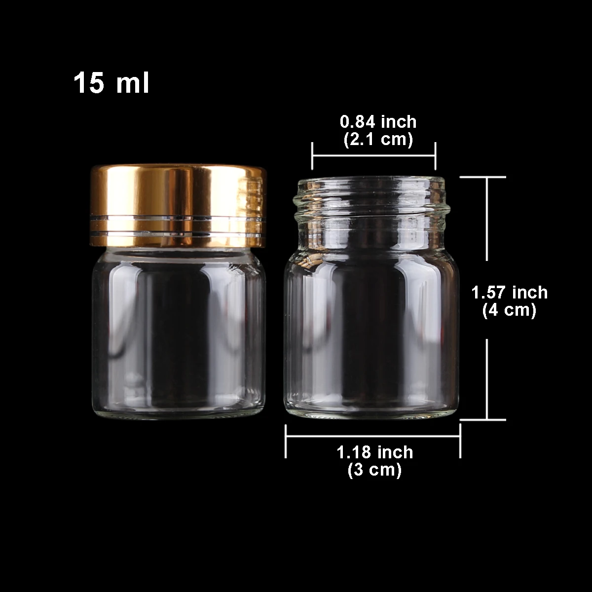 5pcs 15ml 30*40mm Perfume Bottles Glass vessels with Golden Caps Spice Jars Glass bottles Potion bottles Glass Vials