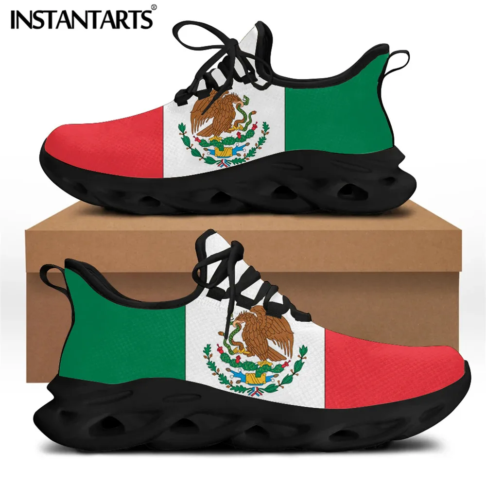 INSTANTARTS Mexico Flag Brand Design Men Casual Sneakers Flats Lace-up Breathable Men's Walking Footwear Male Shoes Masculino