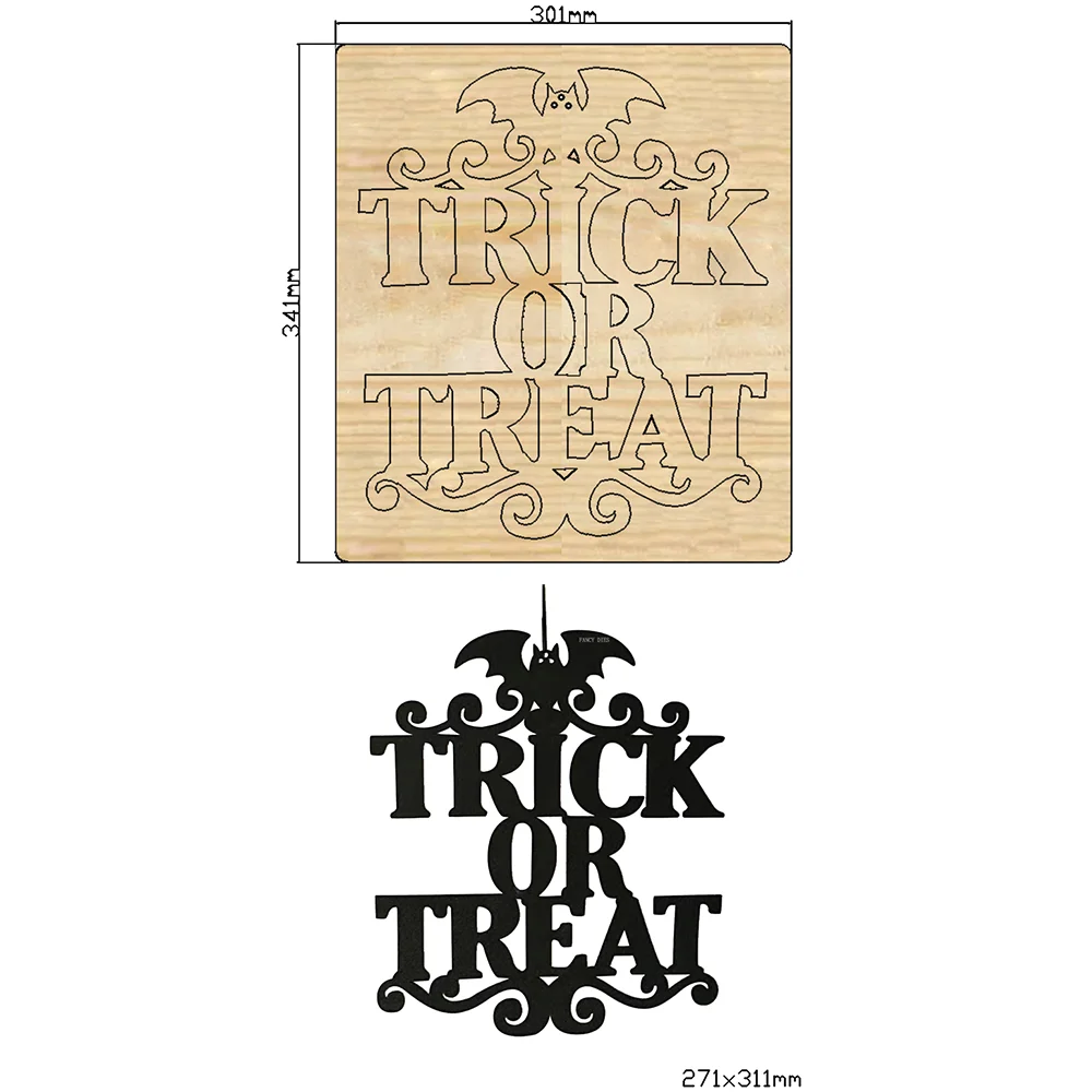 2021 New Halloween Decorations Trick or treat Cutting Dies Wooden Knife Die Compatible With Most Manual Die Cut Cutters