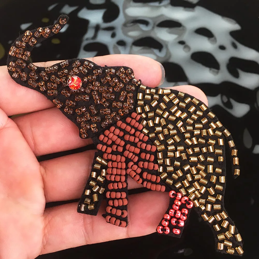 3D Handmade Rhinestone animal Beaded Patches Sew on Crystal Patch beading Applique Patch Tiger  Panther Elephant Horse Gecko