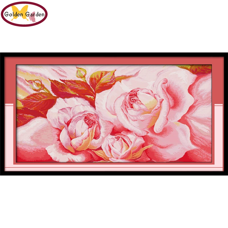 

GG Beautiful Hibiscus Chinese Flowers Cross Stitch Kit 11CT14CT DIY Kits Needlework Embroidery Cross Crafts for Home Decor