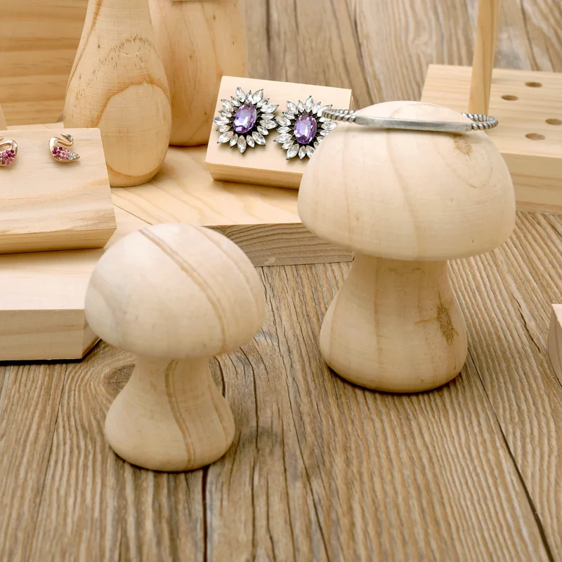 

Natural Wood Jewelry Display Rack, Creative Mushroom Shape Bracelet Organizer Stand, Jewelry Storage Holder