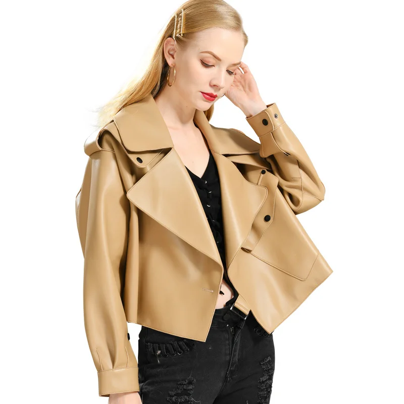 2023 New Arrival Women Autumn Winter Genuine Leather Jacket Coat Real Sheepskin Oversized Korean Ladies Outwear Female