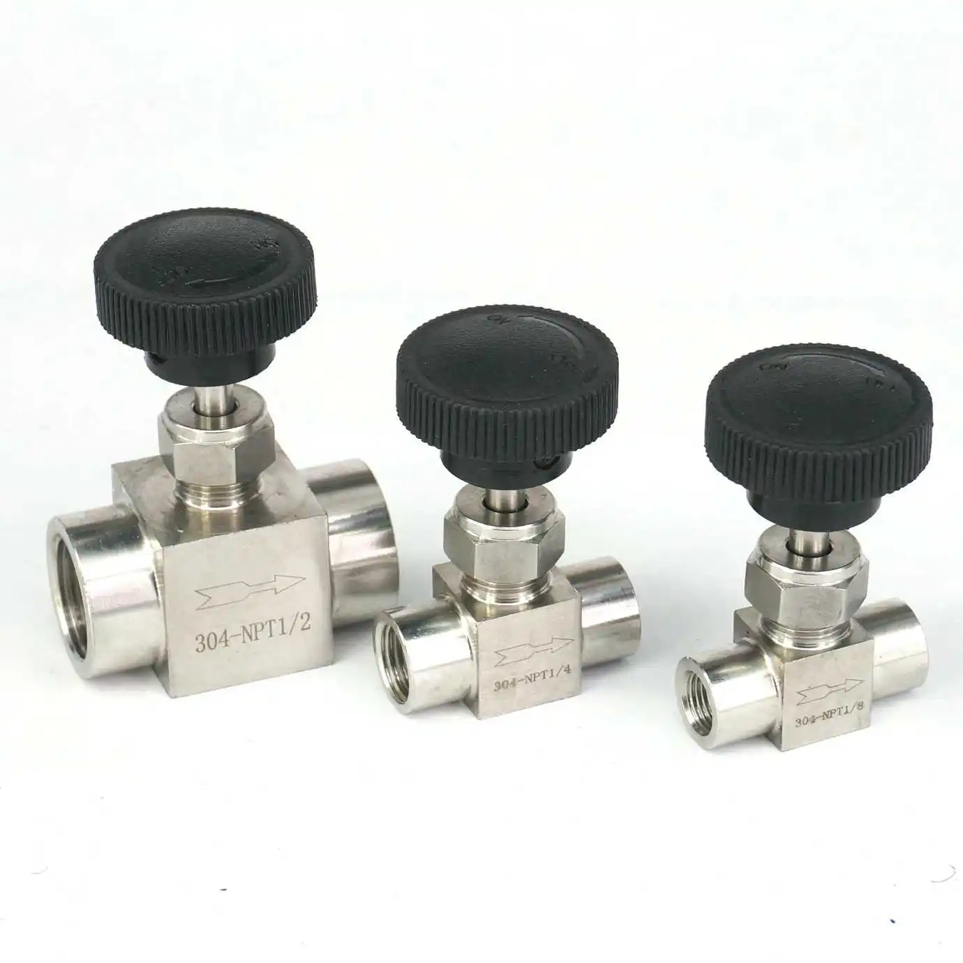 

1/8" 1/4" 3/8" 1/2" NPT Female 304 Stainless Steel Equal Straight Flow Control Needle Valve Water Gas Oil 915 PSI