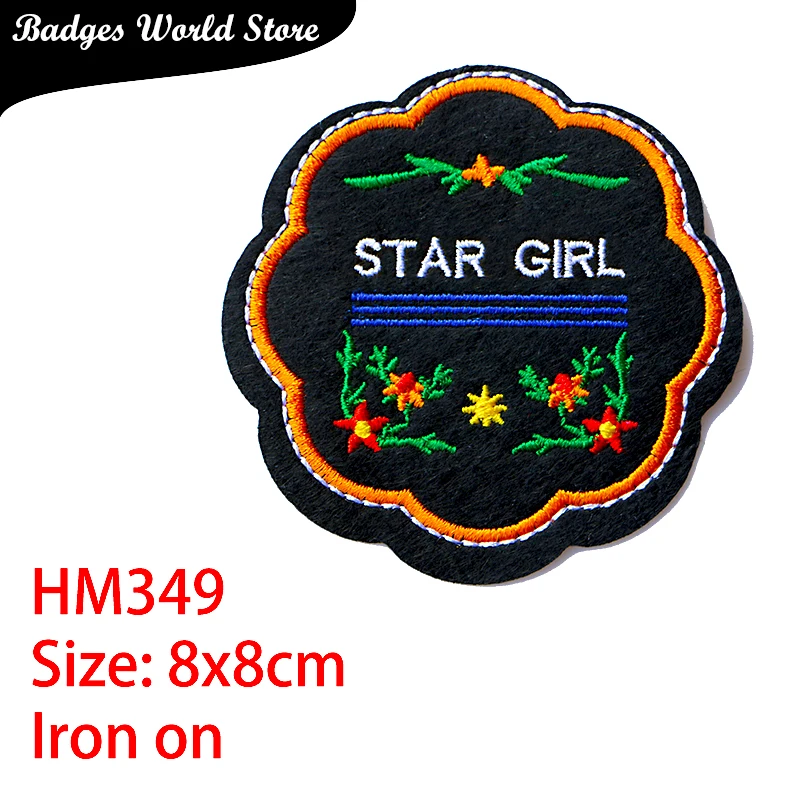 Cartoon Decorative Round Patch Mountain Sailboat icon Embroidered Applique Patches For DIY Iron on Badges Stickers on clothes